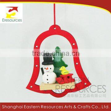 Wood Christmas Bell Shape Hanging Decoration