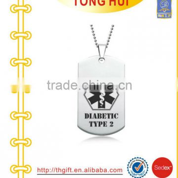 Printing logo silver dog tag necklace supplier imitation jewelry