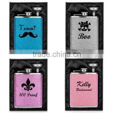 Custom pattern glitter Stainless Steel water drinking Flask portable cute