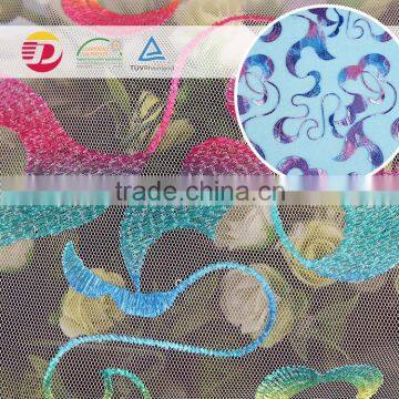 Nylon polyester new pattern high quality tulle print fabric