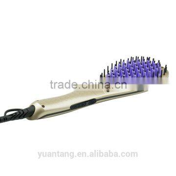 Personalized hair massage LED straighten brush with auto lock buttons function