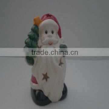 Christmas Santas Shape Ceramic Christmas Candle Holder photo-3