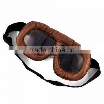 BJ-GT-009 Soft Padded Adult Brown Leather Racing Motocross Goggles photo-6
