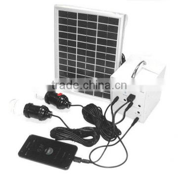 15w smart solar system kit with 2 LED lights,1*5VUSB,4*12V output