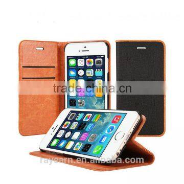 Business name card holder card slot leather case cover for iPhone 6 with genuine leather