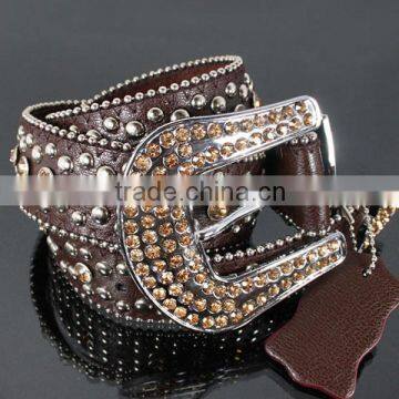 Rhinestone Leather Fashion Belt