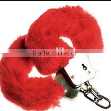 Metal Red Furry Handcuffs Stag Fancy Dress Sexy Role Play Night HK2002