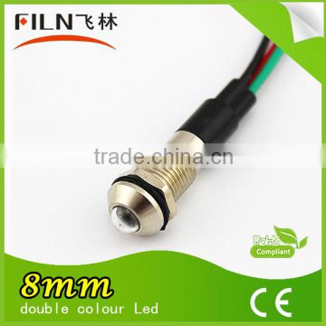 FL1M-8WC-2 8mm white red led Double color indicator light 12v led with cable