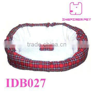 Pet Bed Dog Paw Print Bed With Cotton Grid Fabric