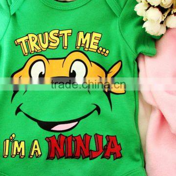 Green Summer Baby Clothing Romper Chest Printed Baby Bodysuit photo-3