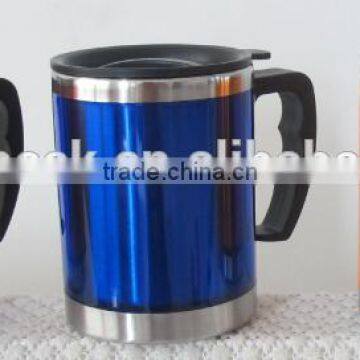 2015 Best Selling Plastic coffee mugs/Paper inserting coffee cups/double wall travel mugs with handle /joyshaker cup