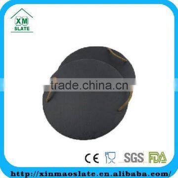 [factory direct] Dia30.5cm Natural Edge Round Slate Tray With Rope Handle Item RTP-30P530P5CD2A