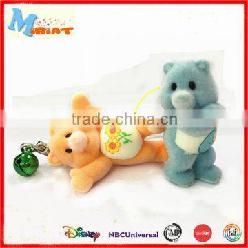 Promotional lovely mini plastic flocking bear toy