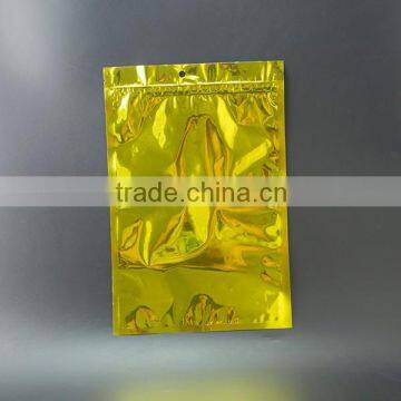 die cut handle gold plastic zipper bag for garment packing