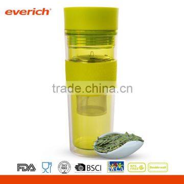 Everich New design hot selling plastic tea infuser mug with silicone grip