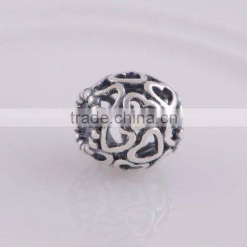 925 Sterling Silver Open Your Heart Openworks Charm Bead For European Beads Bracelets