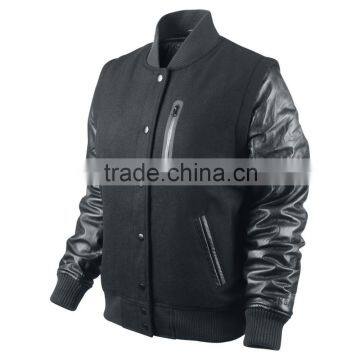 Wool leather arms varsity jacket