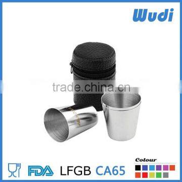 steel shot glass 2 pcs in one leather case SSD