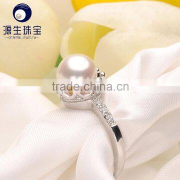 10mm white color fresh water cultured real pearl rings