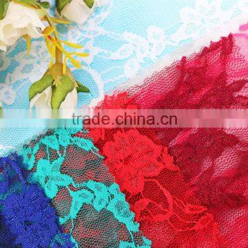 Latest hot nylon spandex various colorful lace fabric for wedding dress