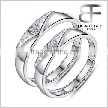 925 Sterling Silver Heat Shape Diamond Cut Cubic Zirconia Anniversary/Engagement Couples Rings