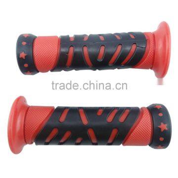 Motorcycle red black five stars hand grips