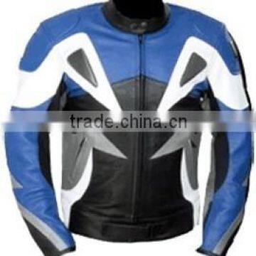 Blue Racing Leather Motorcycle Jacket