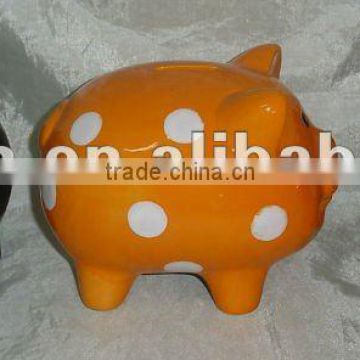 ceramic pig bank with dots, dot pig bank