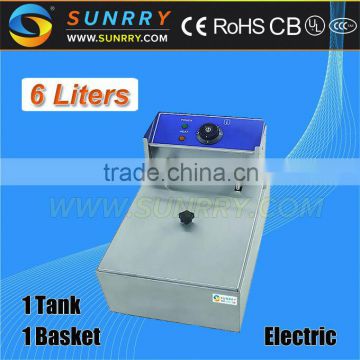 Counter Top Deep Fryer Oil Filter Machine 1 Tank 1 Basket 6L CE Approved Food Processing Equipment (SY-TF16A SUNRRY)