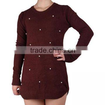 2015 New Fashion Plain Coloured Turtleneck Sweater With Pearl photo-3