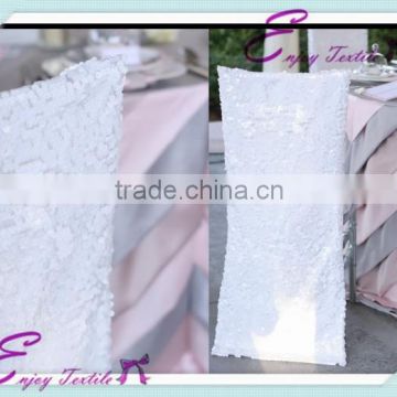 YHC#78 white sequin chair back cover polyester banquet wedding wholesale cheap chiavari chair cover