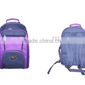 Polyester Backpack Picnic Bag In Purple For Four Person