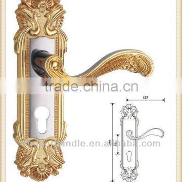 Wholesales zinc door handle with zinc plates for interior and exterior mechanical lockset