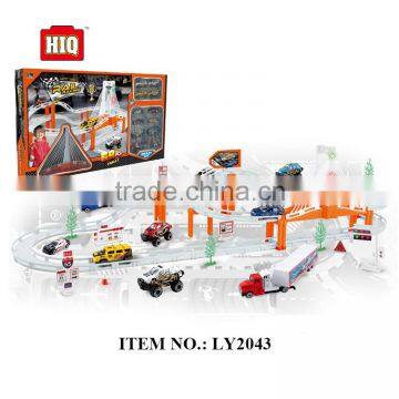 High quality city tracks train toys, metal BO racing car series