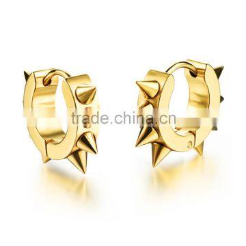 Personality Rivet Design Hoop Earrings For Man Rock Style 316L Stainless Steel 4mm*13mm Men Jewelry Earrings