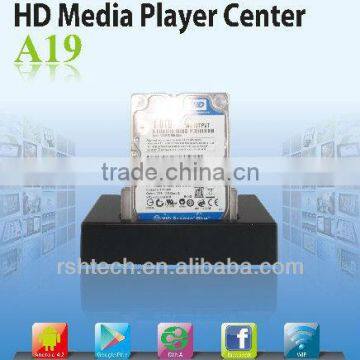 Android 4.2 tv box full HD media player 1080p support VGA dual core advestising media player hard disk media player with display