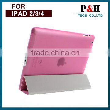 Ultrathin Four Folding Flip Leather Case for iPad 2 / 3 / 4 with Dormancy Function