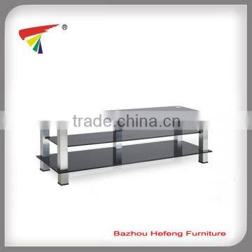 Glass TV stand with aluminum tube living room furniture