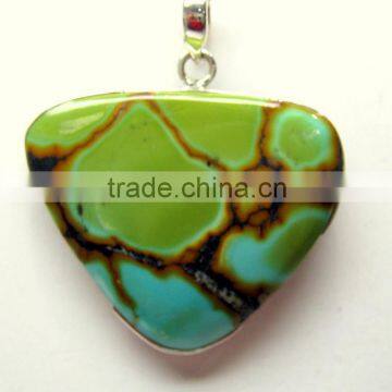 Turquoise Tumble Bezel Pendant , 925 Solid Sterling Silver Pendant, Designer Silver Cabochon Pendant