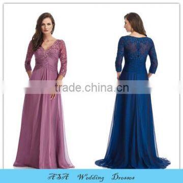 Chiffon Plus Size Long Sexy Godmother Evening Dress Navy Blue Elegant Mother of the Bride Lace Evening Dresses 2015(MM855)