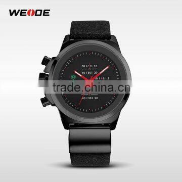 WEIDE Newest Male Clock Calendar Stainless Steel Case Black Leather Strap Relojes Men Quartz Wrist Tag Men Sports Watch WH3305