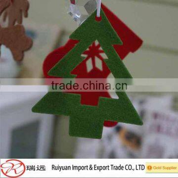 Multi design felt Christmas tree hanging ornament with red beads new for 2015