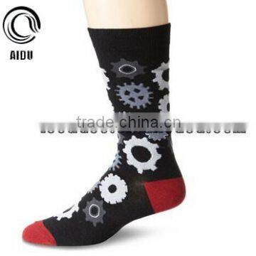 White Machine Jacquard Men Foot Tube Socks