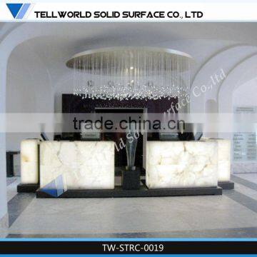 stone high quality led reception counter front desk table designs