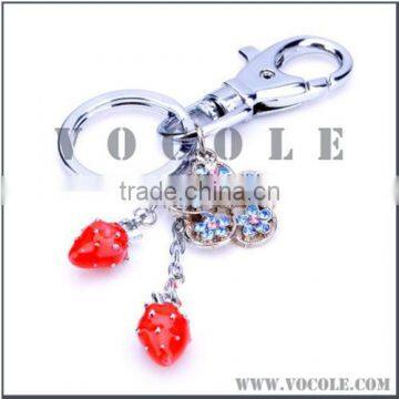 fashion popular flower fruit charm keychain stainless steel charm key chain