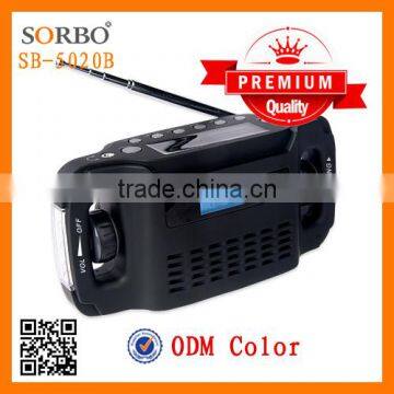 Portable AM/FM Solar Radio Flashlight/ Dyanamo Rechargerable Siren Radio with Cellphone Charger