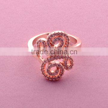 New Design Sale Top Rose Gold Plated Flower Crystal Rings for Women//