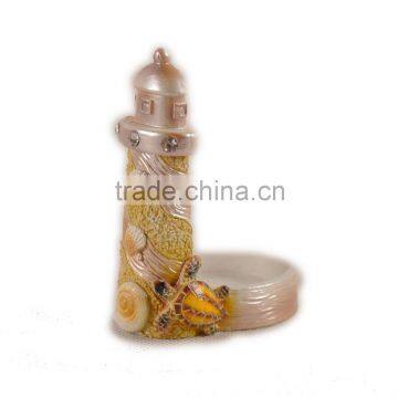 Polyresin material lighthouse style candlestick