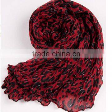 red leopard polyester scarf made in China