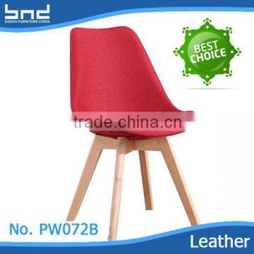 New released fabric red fabric wood chair with cushion PW072B